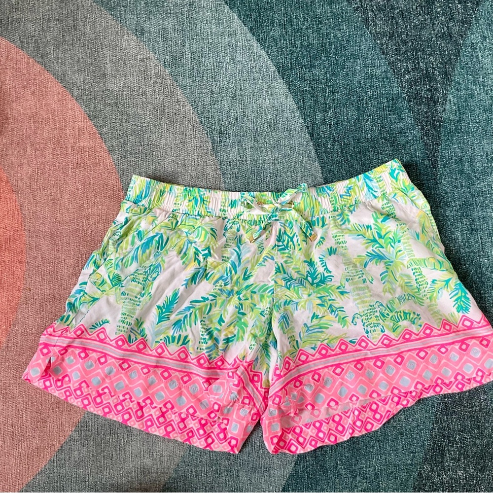 Lilly Pulitzer Green and Pink High Waist Shorts